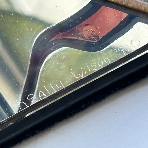 Vintage Glass Trinket Box signed by artist, Triangular PYRAMID leaded glass box - Picture 7 of 16